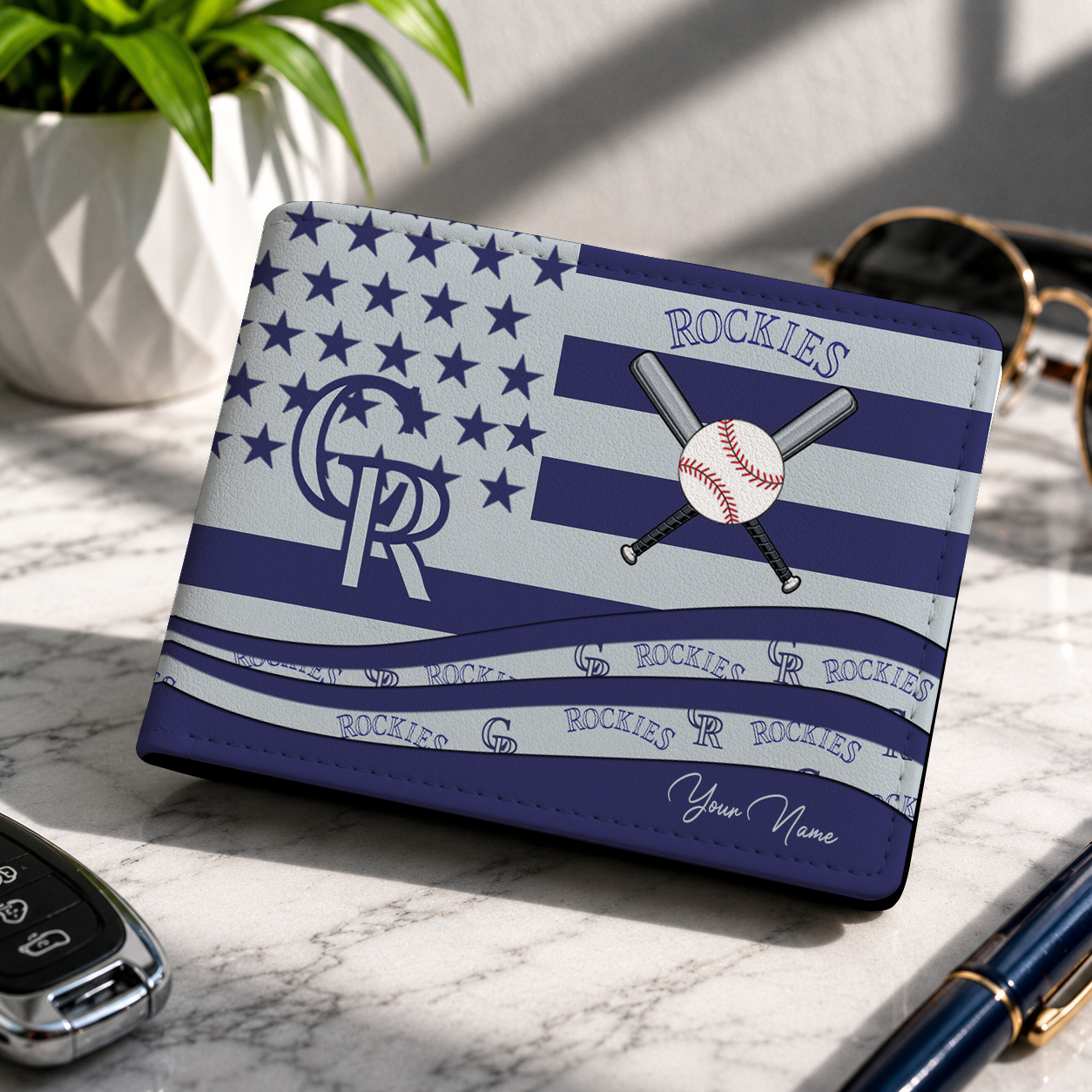 LIMITED EDITION - NEW CUSTOMIZED MLB30 COR COLORADO ROCKIES LEATHER WALLET