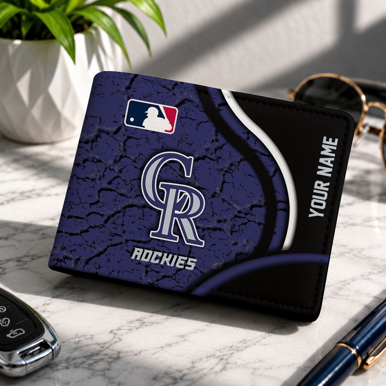 LIMITED EDITION - NEW CUSTOMIZED MLB30 COR COLORADO ROCKIES LEATHER WALLET