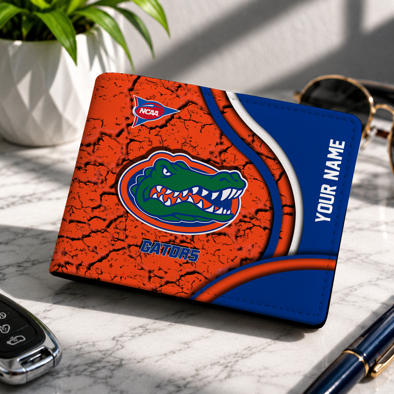 MEGA SALE - NEW CUSTOMIZED NCAA FBS30 FLG FLORIDA GATORS LEATHER WALLET