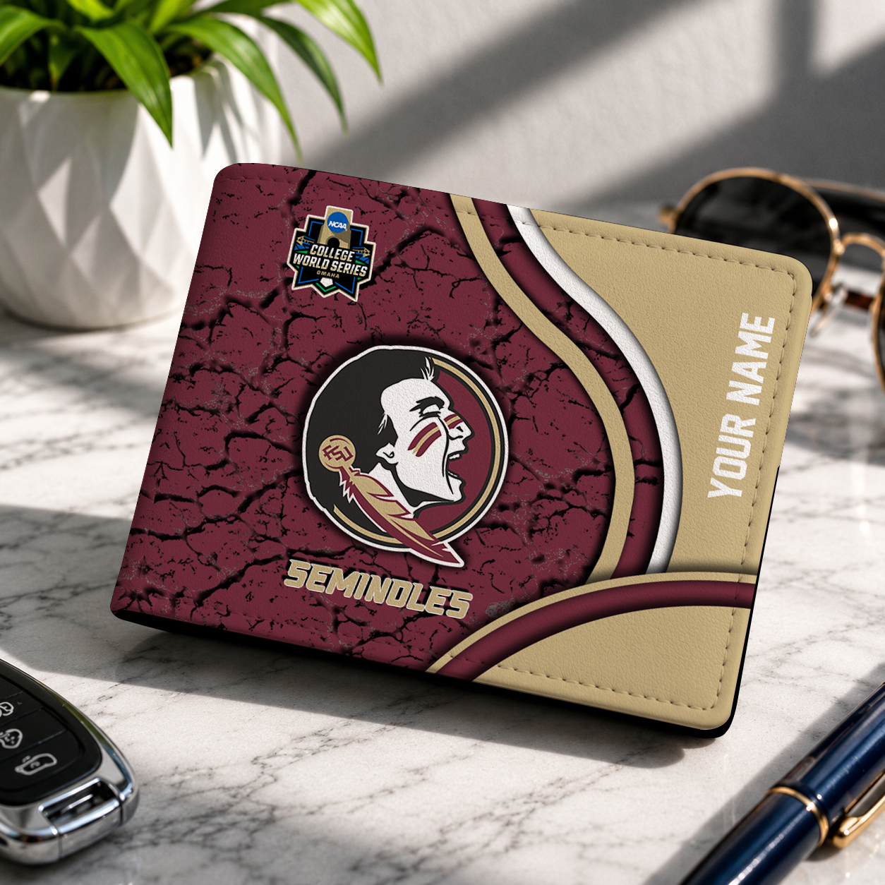 VIRAL EDITION - NEW CUSTOMIZED NCAA CWS30 FLS FLORIDA STATE SEMINOLES LEATHER WALLET