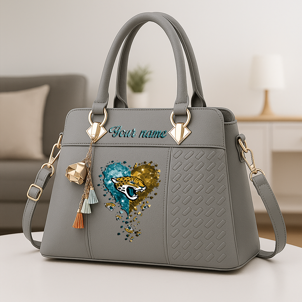 LIMITED EDITION - NEW CUSTOMIZED NFL30 JSJ JACKSONVILLE JAGUARS ZIP HANDBAG MULTICOLOR