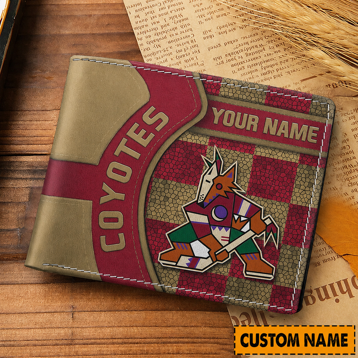 EXCLUSIVE EDITION - NEW CUSTOMIZED NHL30 AZC ARIZONA COYOTES LEATHER WALLET