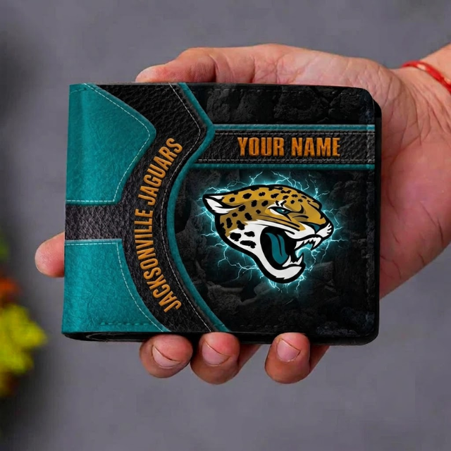 VIRAL EDITION - NEW CUSTOMIZED NFL30 JSJ JACKSONVILLE JAGUARS LEATHER WALLET
