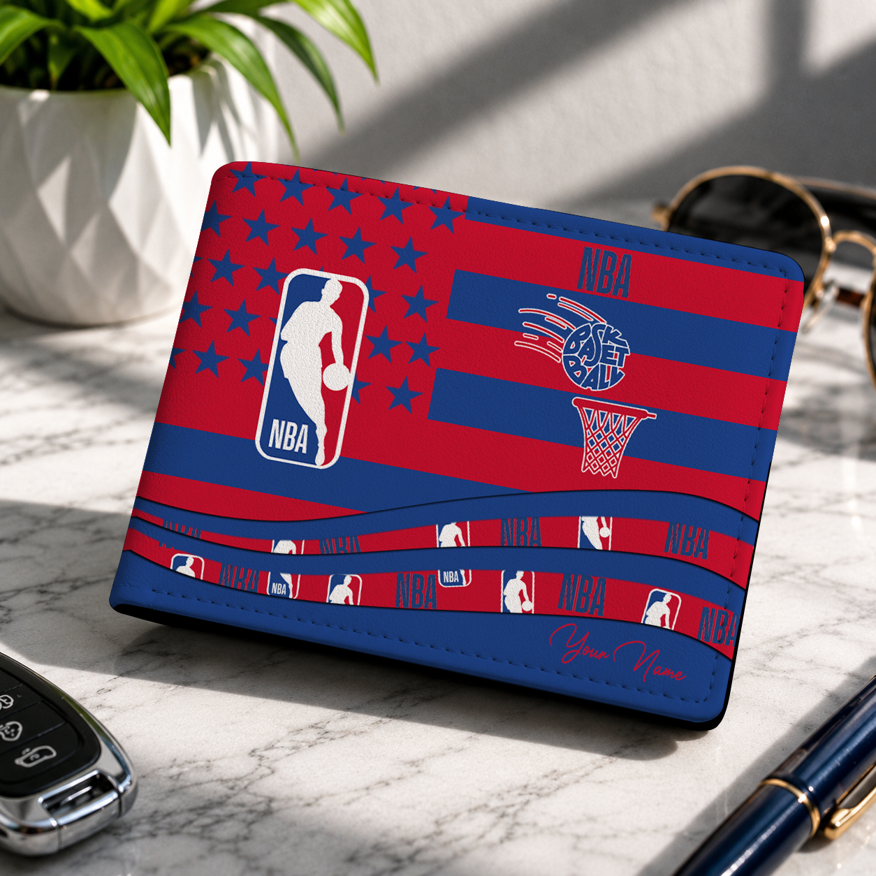 SPECIAL EDITION - NEW CUSTOMIZED NBA31 NATIONAL BASKETBALL ASSOCIATION LEATHER WALLET