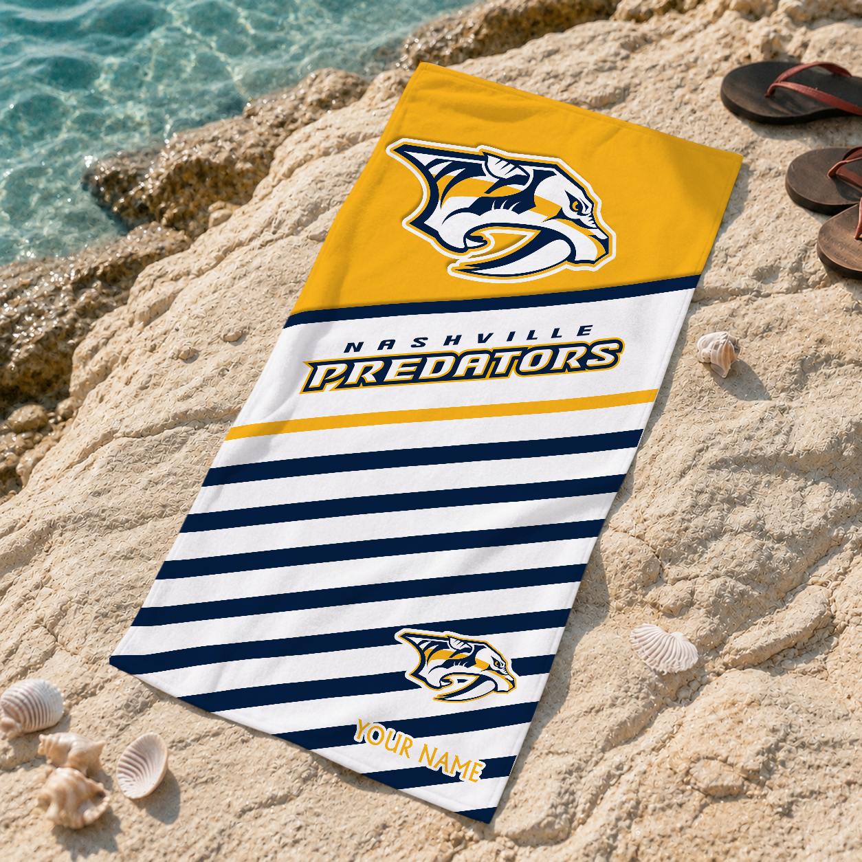 LIMITED EDITION - NEW CUSTOMIZED NHL31 NVP NASHVILLE PREDATORS BEACH TOWEL