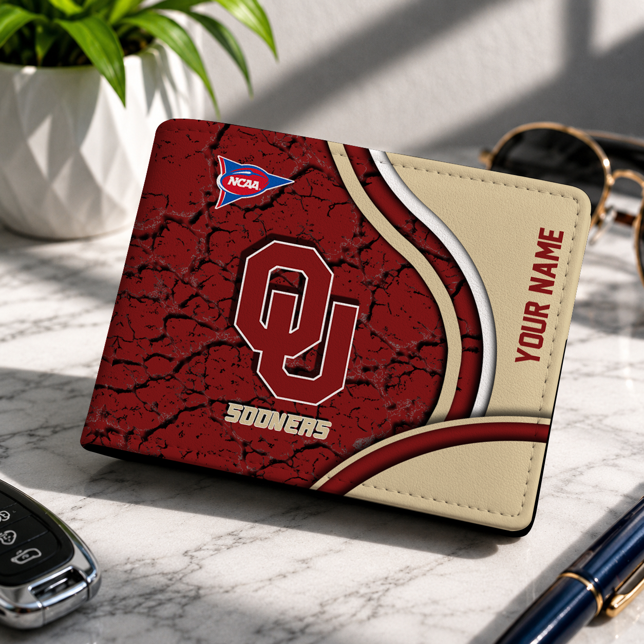 MEGA SALE - NEW CUSTOMIZED NCAA FBS31 OUS OKLAHOMA SOONERS LEATHER WALLET