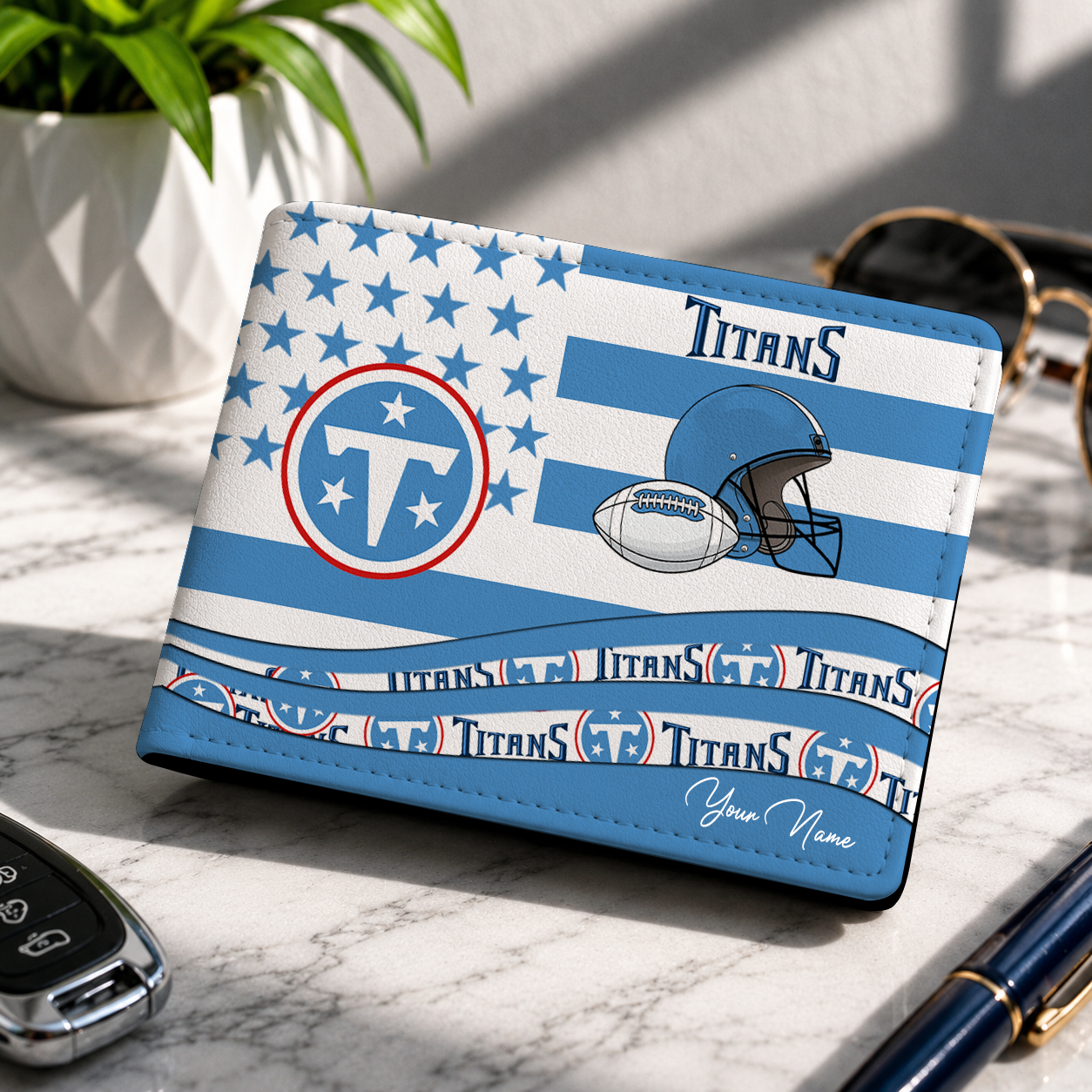 LIMITED EDITION - NEW CUSTOMIZED NFL31 TST TENNESSEE TITANS LEATHER WALLET