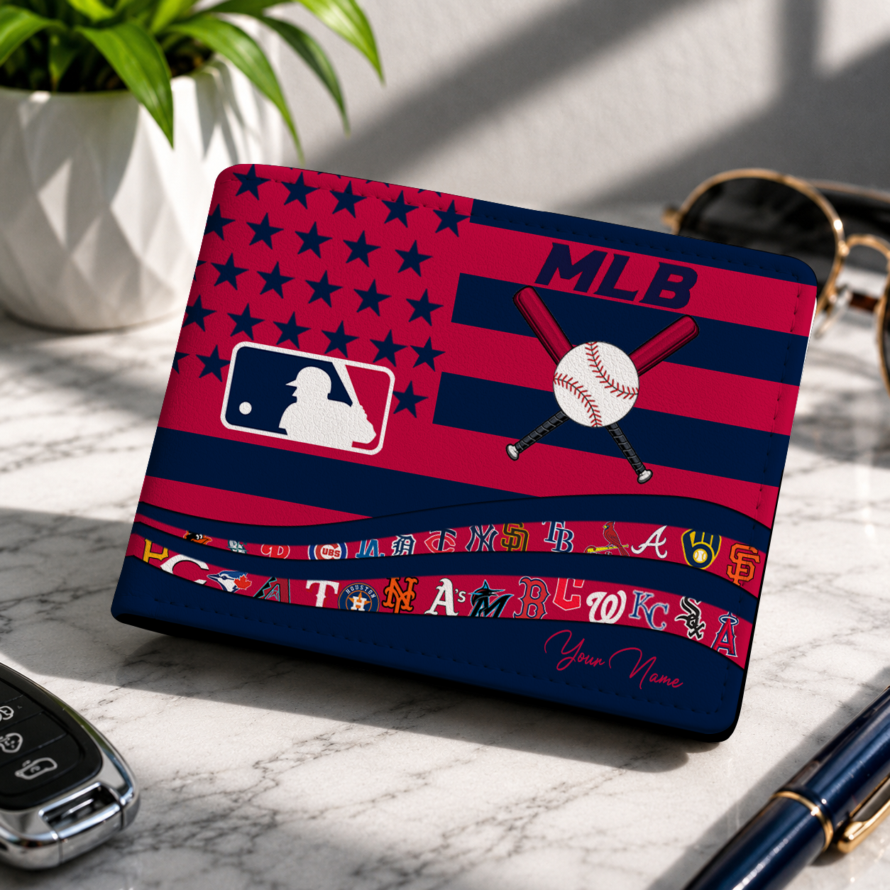 LIMITED EDITION - NEW CUSTOMIZED MLB32 BBA MLB ALL TEAMS LEATHER WALLET