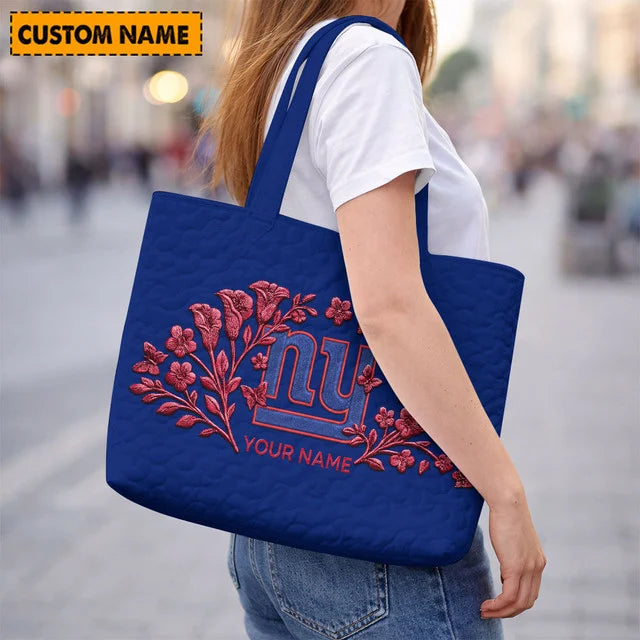 ELITE EDITION - NEW CUSTOMIZED NFL32 NYG NEW YORK GIANTS QUILTED TOTE BAG