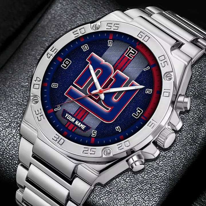 LIMITED EDITION - NEW CUSTOMIZED NFL32 NYG NEW YORK GIANTS LUXURY STAINLESS STEEL WATCH