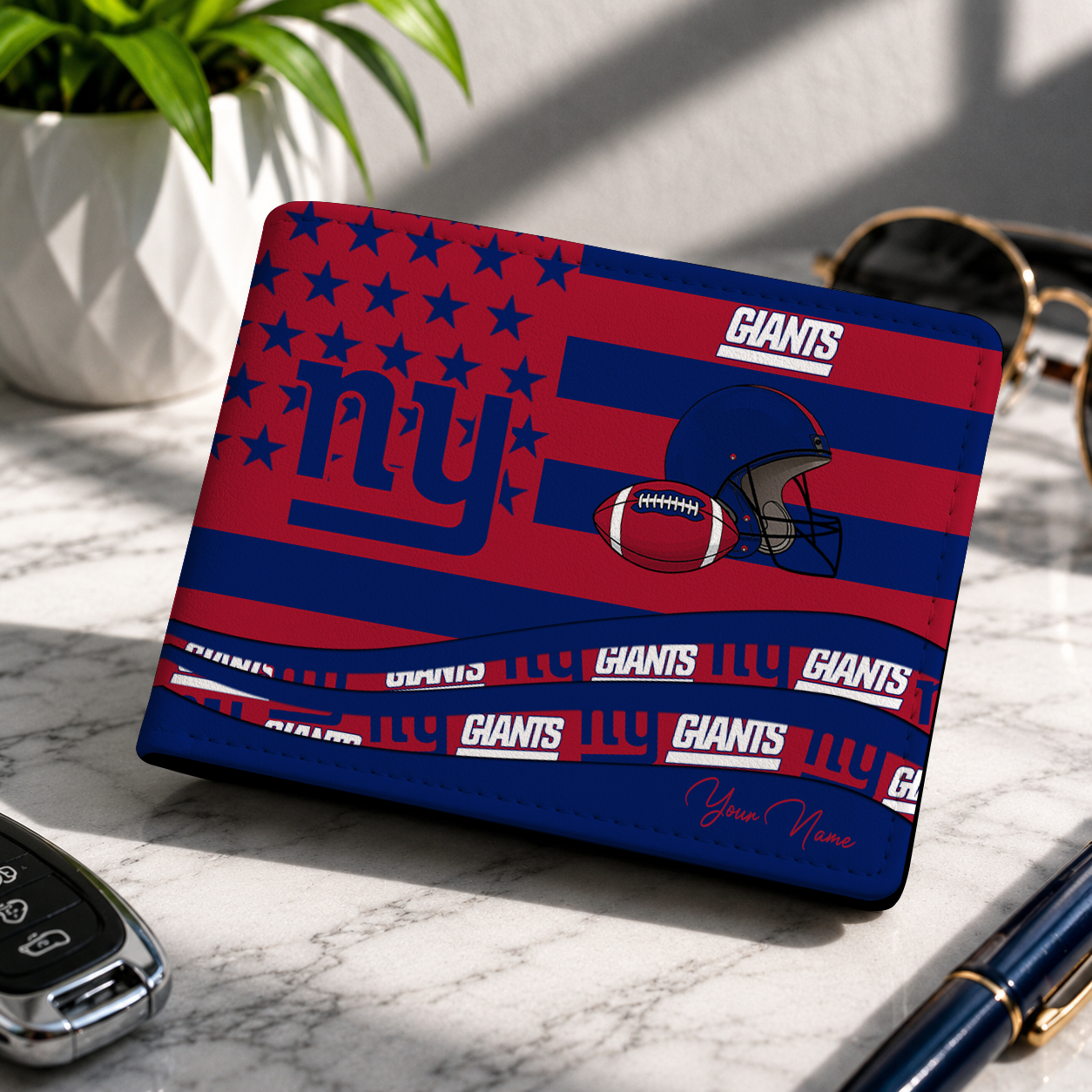LIMITED EDITION - NEW CUSTOMIZED NFL32 NYG NEW YORK GIANTS LEATHER WALLET