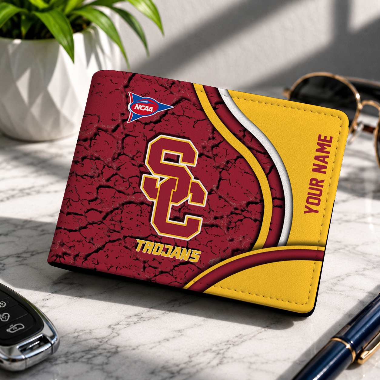MEGA SALE - NEW CUSTOMIZED NCAA FBS32 USC USC TROJANS LEATHER WALLET