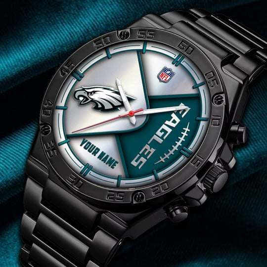 LIMITED EDITION - NEW CUSTOMIZED NFL02 PPE PHILADELPHIA EAGLES LUXURY STAINLESS STEEL WATCH