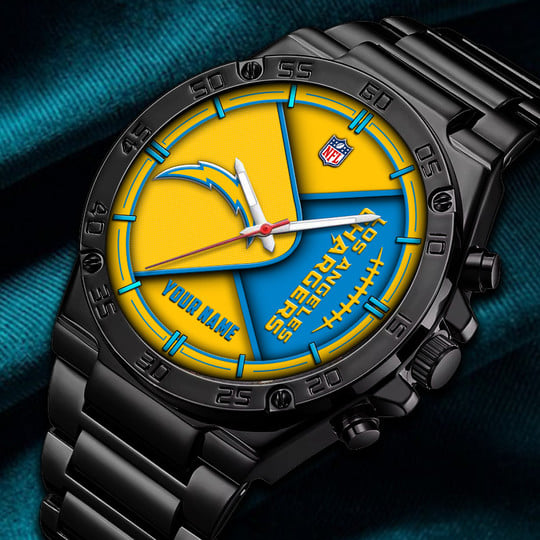 LIMITED EDITION - NEW CUSTOMIZED NFL09 LAC LOS ANGELES CHARGERS LUXURY STAINLESS STEEL WATCH