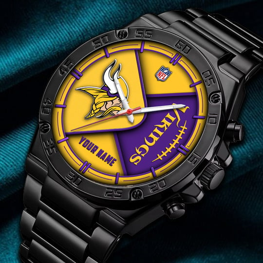 LIMITED EDITION - NEW CUSTOMIZED NFL05 MVK MINNESOTA VIKINGS LUXURY STAINLESS STEEL WATCH