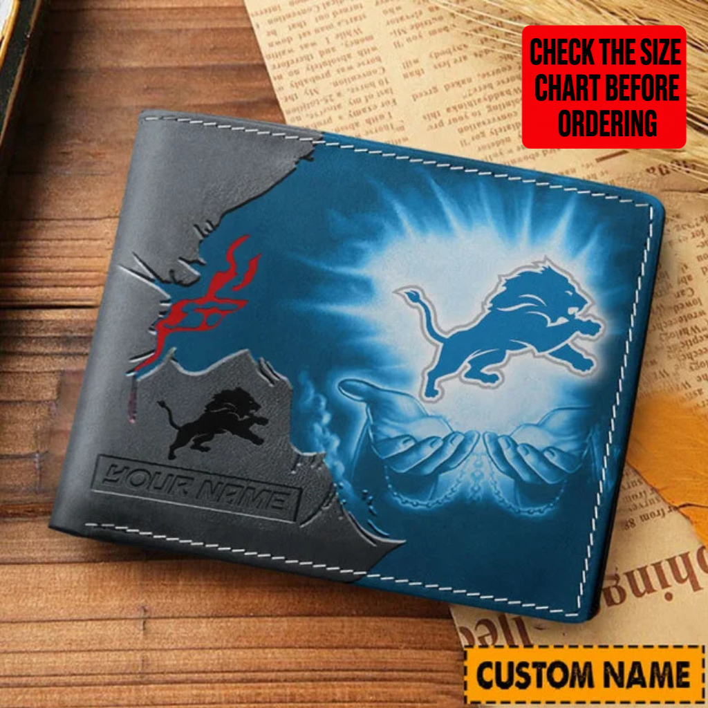 LIMITED EDITION - NEW CUSTOMIZED NFL04 DTL DETROIT LIONS LEATHER WALLET