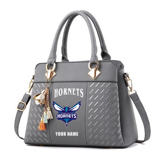 LIMITED EDITION - NEW CUSTOMIZED NBA27 CHO CHARLOTTE HORNETS ZIP HANDBAG MULTICOLOR