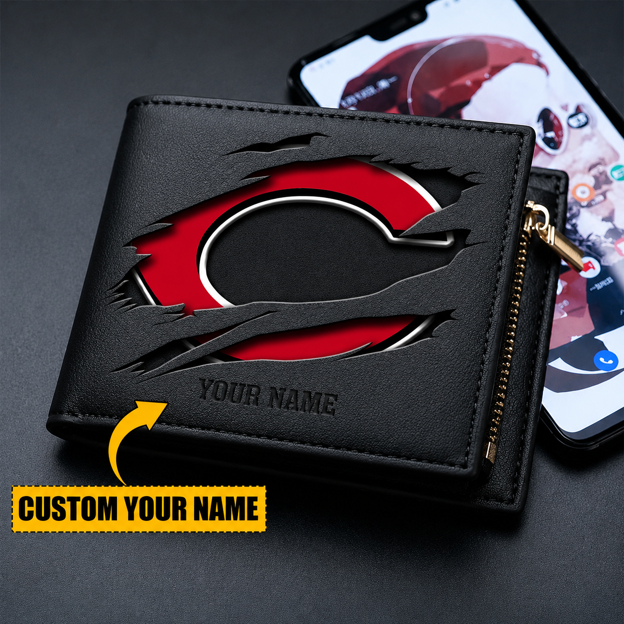 LIMITED EDITION - NEW CUSTOMIZED MLB05 CRS CINCINNATI REDS LEATHER WALLET