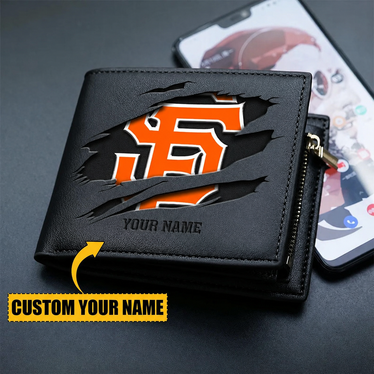 LIMITED EDITION - NEW CUSTOMIZED MLB06 SFG SAN FRANCISCO GIANTS LEATHER WALLET