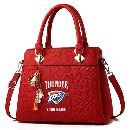 LIMITED EDITION - NEW CUSTOMIZED NBA01 OCT OKLAHOMA CITY THUNDER ZIP HANDBAG MULTICOLOR