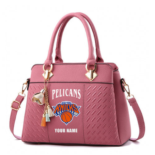 LIMITED EDITION - NEW CUSTOMIZED NBA04 NYK NEW YORK KNICKS ZIP HANDBAG MULTICOLOR