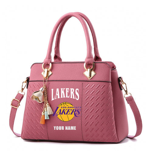 LIMITED EDITION - NEW CUSTOMIZED NBA09 LLA LOS ANGELES LAKERS ZIP HANDBAG MULTICOLOR