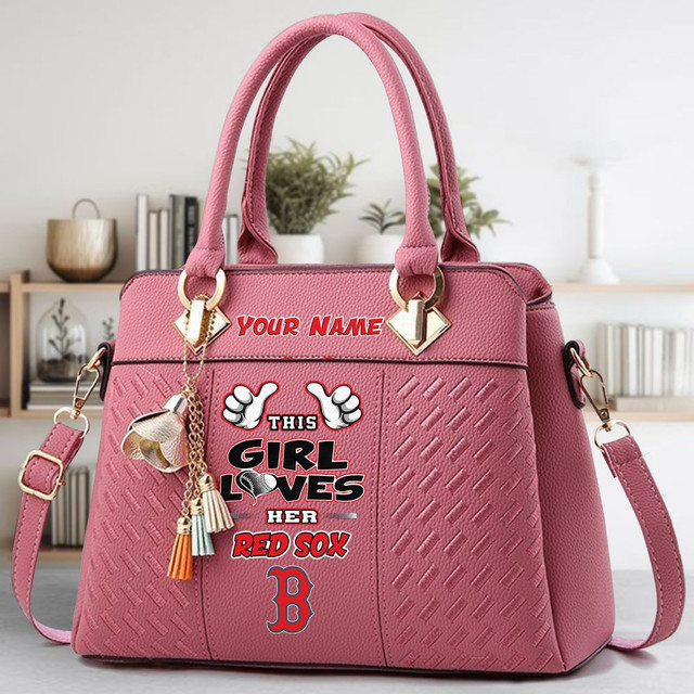 LIMITED EDITION - NEW CUSTOMIZED MLB03 BRS BOSTON RED SOX ZIP HANDBAG MULTICOLOR