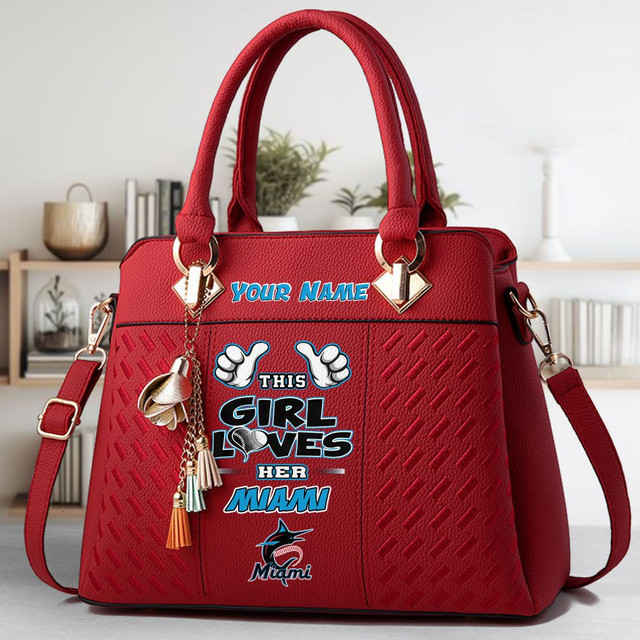 LIMITED EDITION - NEW CUSTOMIZED MLB20 MMS MIAMI MARLINS ZIP HANDBAG MULTICOLOR