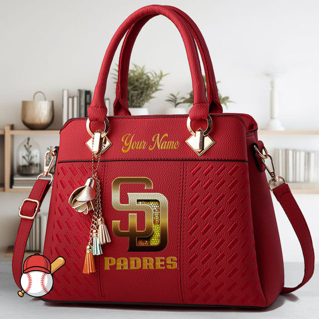 LIMITED EDITION - NEW CUSTOMIZED MLB18 SDP SAN DIEGO PADRES ZIP HANDBAG MULTICOLOR