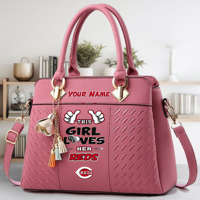 LIMITED EDITION - NEW CUSTOMIZED MLB05 CRS CINCINNATI REDS ZIP HANDBAG MULTICOLOR