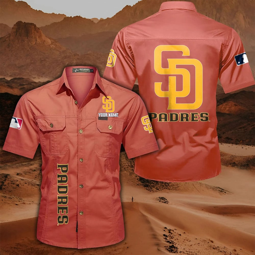 LIMITED EDITION - NEW CUSTOMIZED MLB18 SDP SAN DIEGO PADRES MEN'S CARGO SHIRT