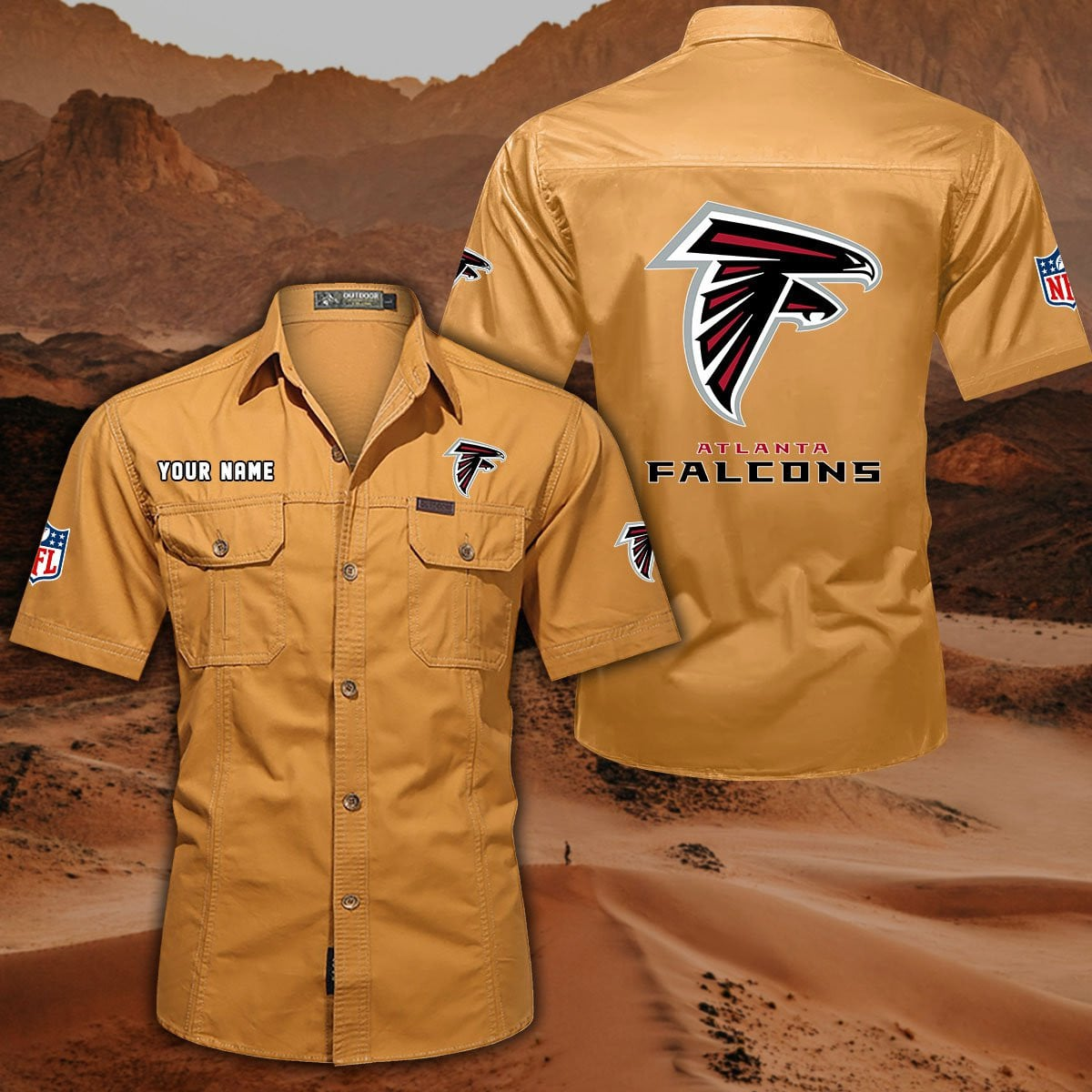 SPECIAL EDITION - NEW CUSTOMIZED NFL18 ATF ATLANTA FALCONS MUTICOLOR MEN'S CARGO SHIRT
