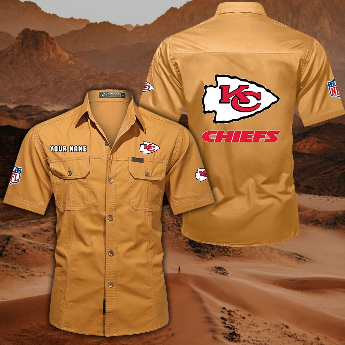 SPECIAL EDITION - NEW CUSTOMIZED NFL01 KCC KANSAS CITY CHIEFS MUTICOLOR MEN'S CARGO SHIRT