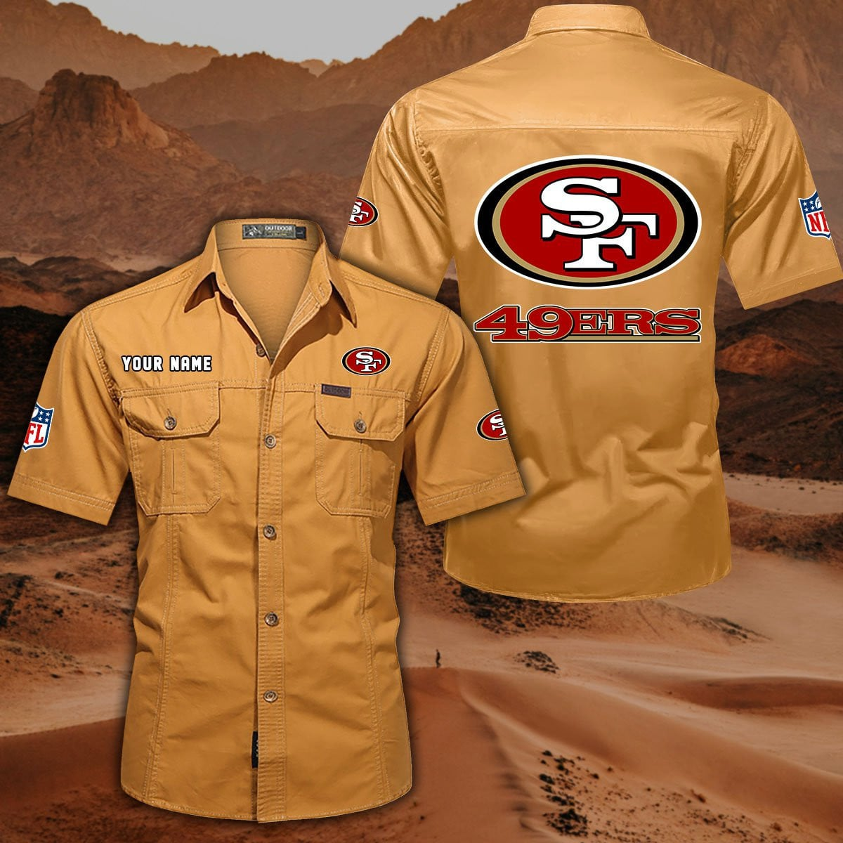SPECIAL EDITION - NEW CUSTOMIZED NFL11 SF49 SAN FRANCISCO 49ERS MUTICOLOR MEN'S CARGO SHIRT