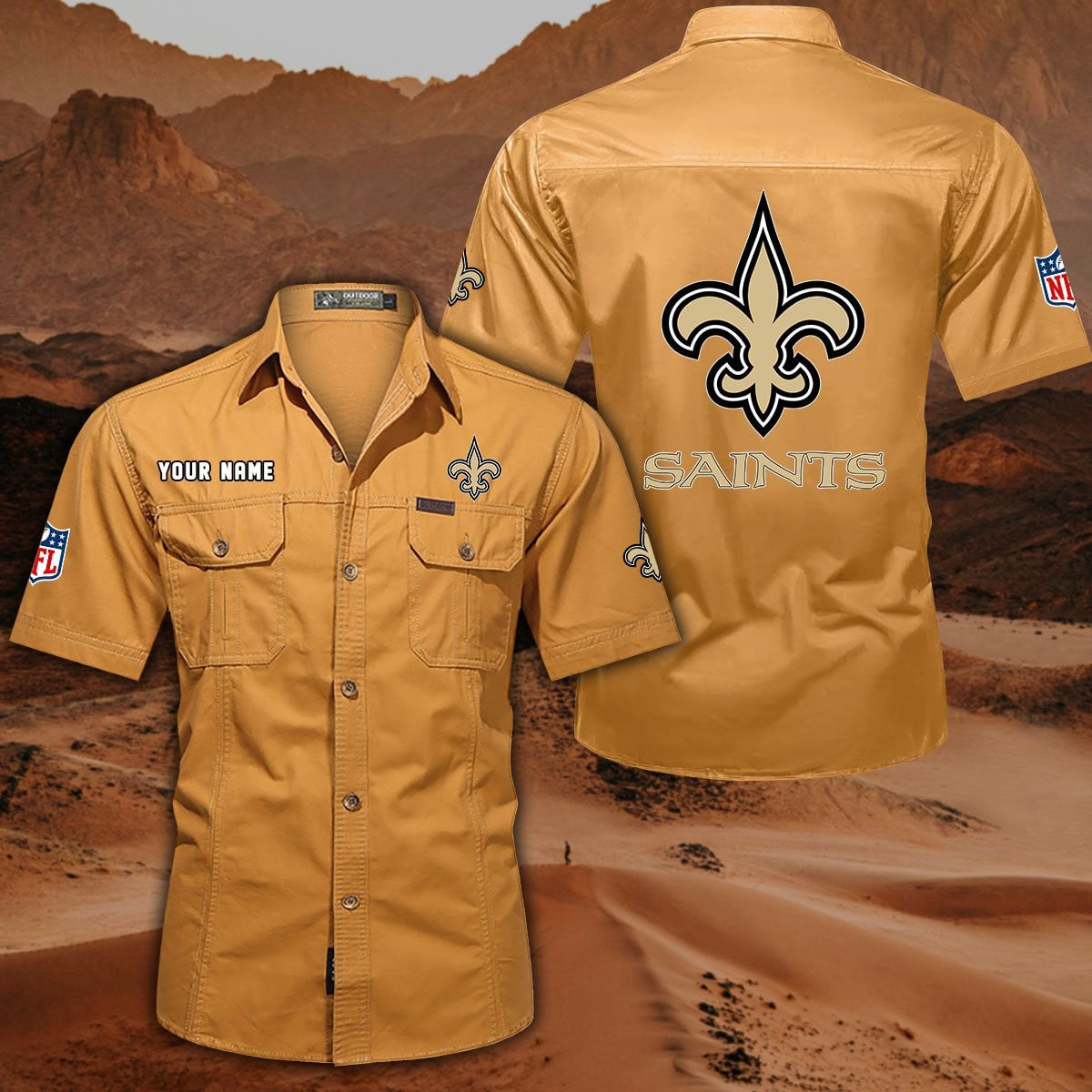 SPECIAL EDITION - NEW CUSTOMIZED NFL24 NOS NEW ORLEANS SAINTS MUTICOLOR MEN'S CARGO SHIRT