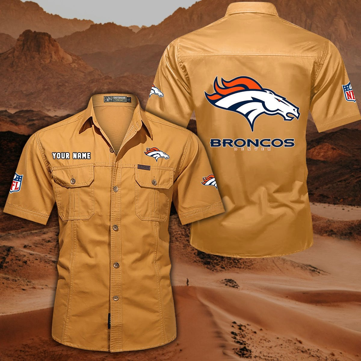 SPECIAL EDITION - NEW CUSTOMIZED NFL13 DVB DENVER BRONCOS MUTICOLOR MEN'S CARGO SHIRT