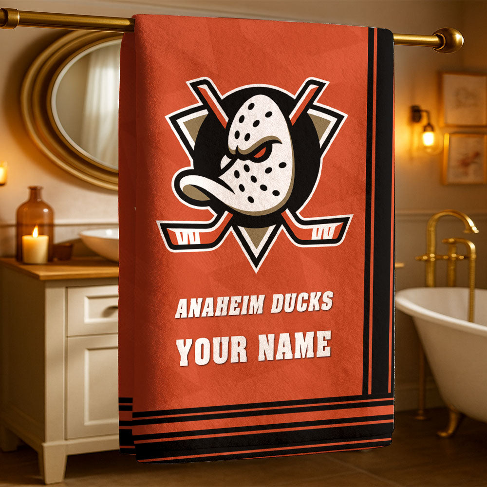 LIMITED EDITION - NEW CUSTOMIZED NHL09 AHD ANAHEIM DUCKS BEACH & BATH TOWEL