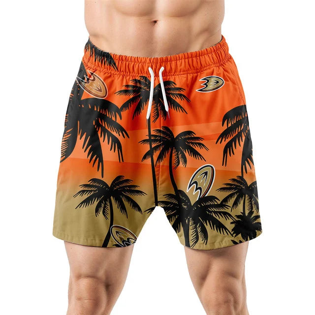 LIMITED EDITION - NEW CUSTOMIZED NHL09 AHD ANAHEIM DUCKS UNISEX HAWAIIAN SHIRT & SHORTS SET