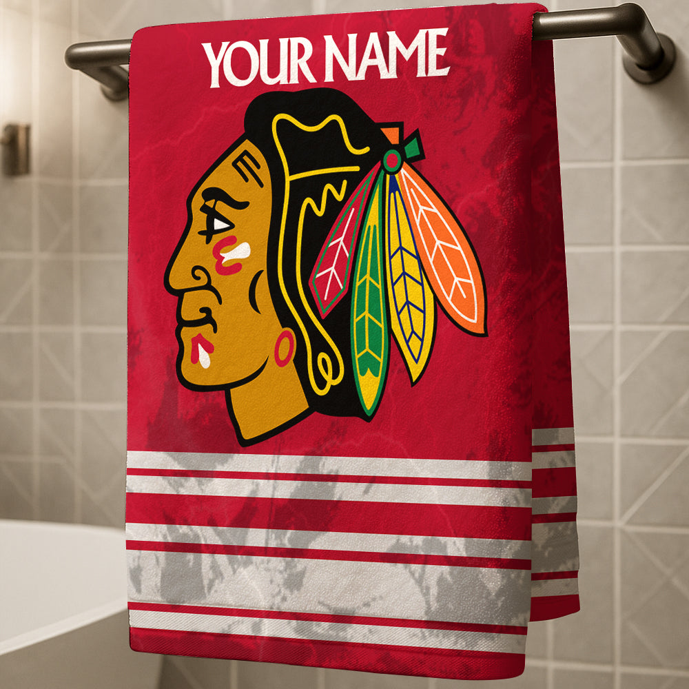 LIMITED EDITION - NEW CUSTOMIZED NHL08 CBH CHICAGO BLACKHAWKS BEACH & BATH TOWEL