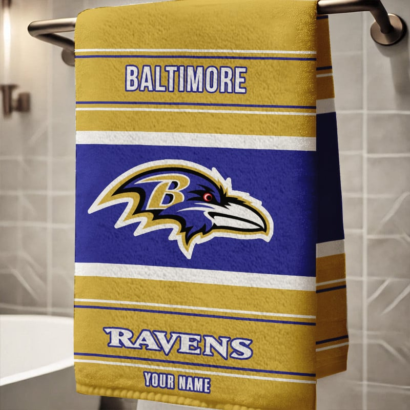 LIMITED EDITION - NEW CUSTOMIZED NFL28 BTR BALTIMORE RAVENS BEACH & BATH TOWEL (KIDS & ADULTS)