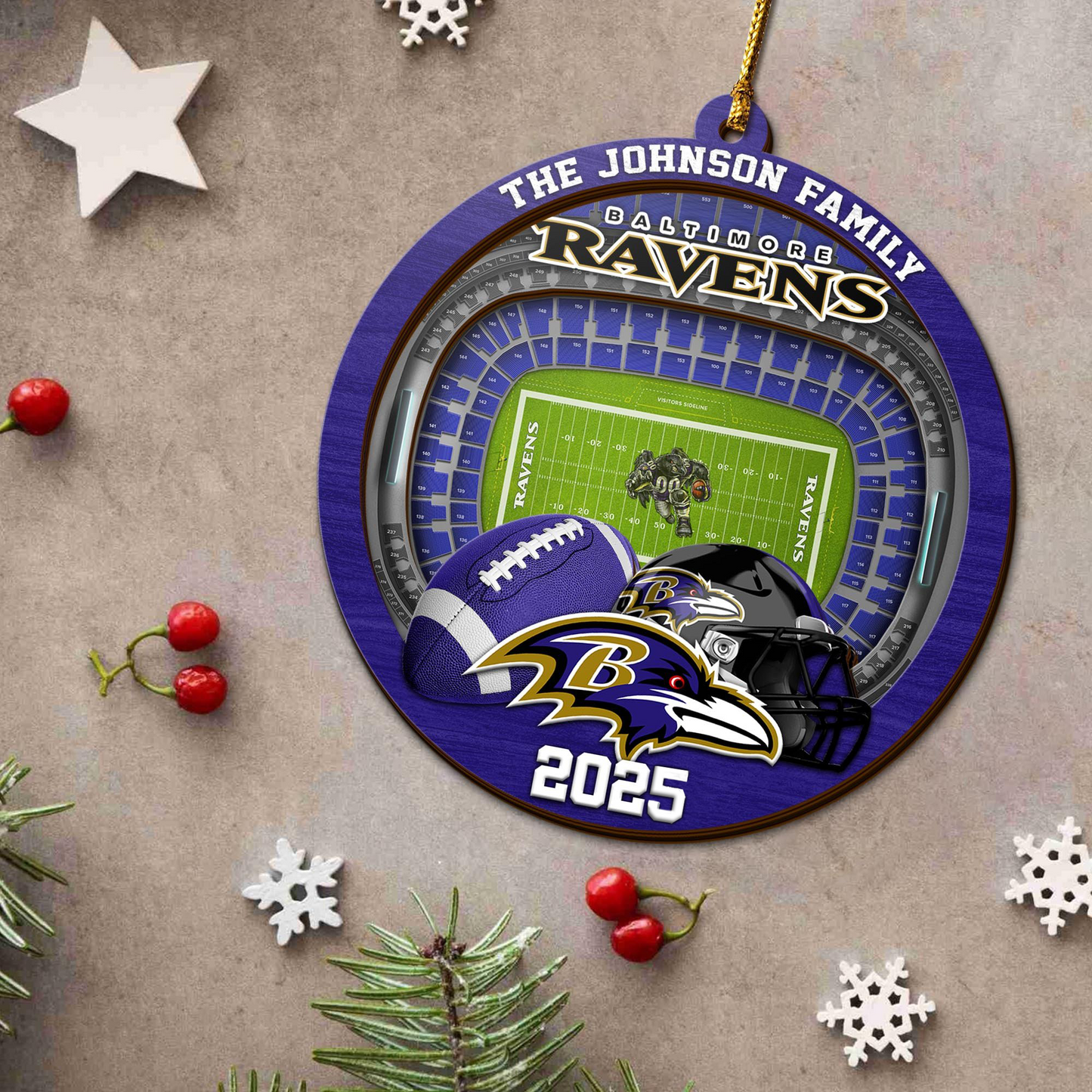 LIMITED EDITION - NEW CUSTOMIZED NFL28 BTR BALTIMORE RAVENS ORNAMENT