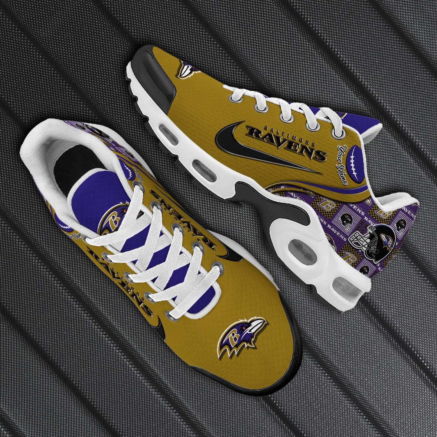 LIMITED EDITION - NEW CUSTOMIZED NFL28 BTR BALTIMORE RAVENS UNISEX AIR MAX PLUS SNEAKERS