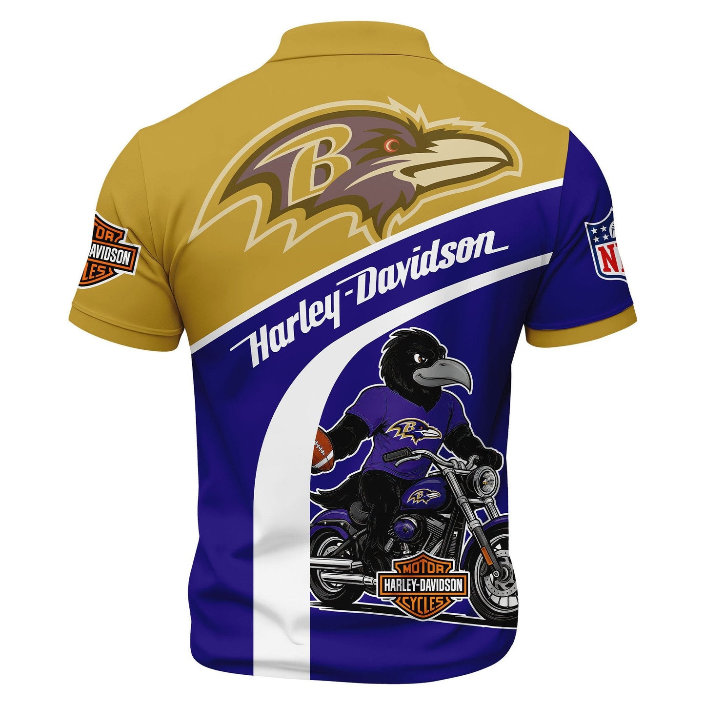 LIMITED EDITION - NEW CUSTOMIZED NFL28 BTR BALTIMORE RAVENS HARLEY-DAVIDSON POLO WITH ZIPPER SHIRT
