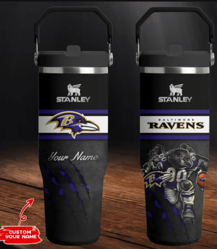 LIMITED EDITION - NEW CUSTOMIZED NFL28 BTR BALTIMORE RAVENS TUMBLER CUP