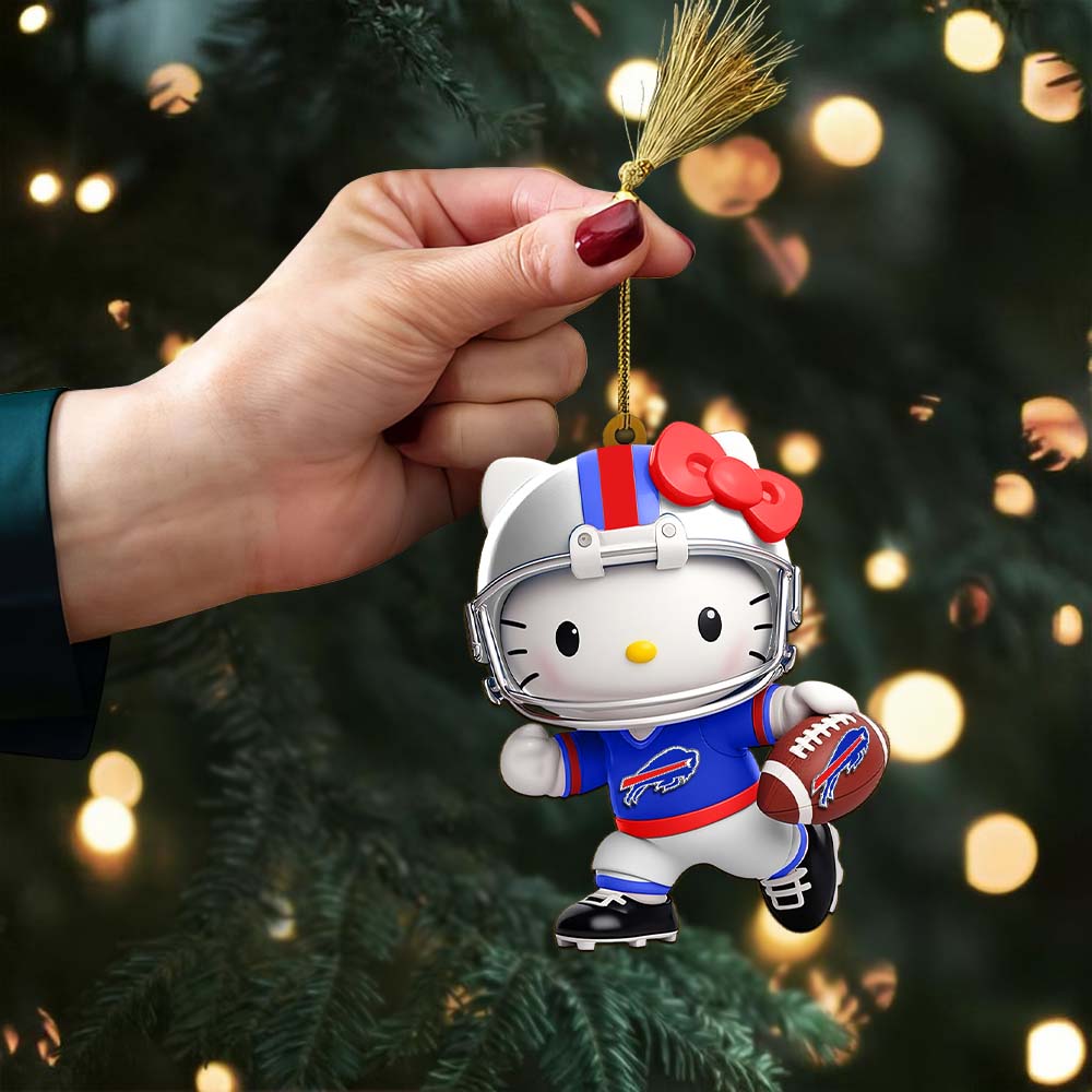 LIMITED EDITION - NEW CUSTOMIZED NFL03 BFB BUFFALO BILLS HELLO KITTY ACRYLIC ORNAMENT