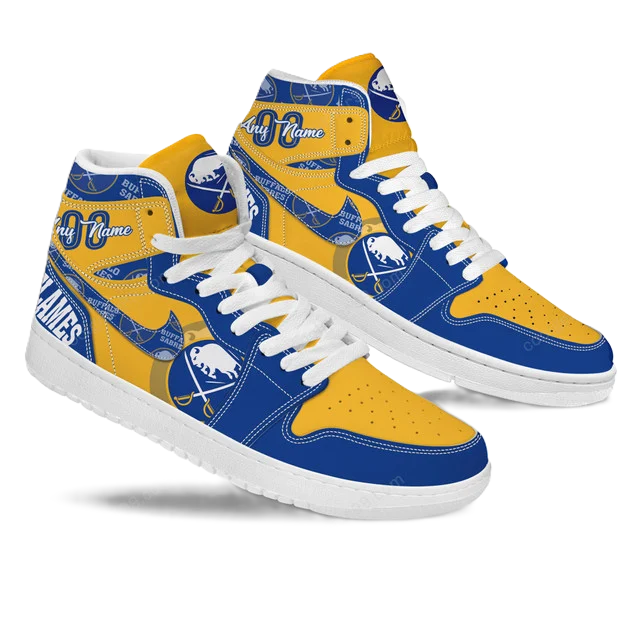 LIMITED EDITION - NEW CUSTOMIZED NHL28 BF SABRES AIR JORDAN SNEAKERS