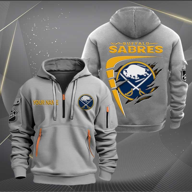 LIMITED EDITION - NEW CUSTOMIZED NHL28 BFS BUFFALO SABRES QUARTER ZIP HOODIE