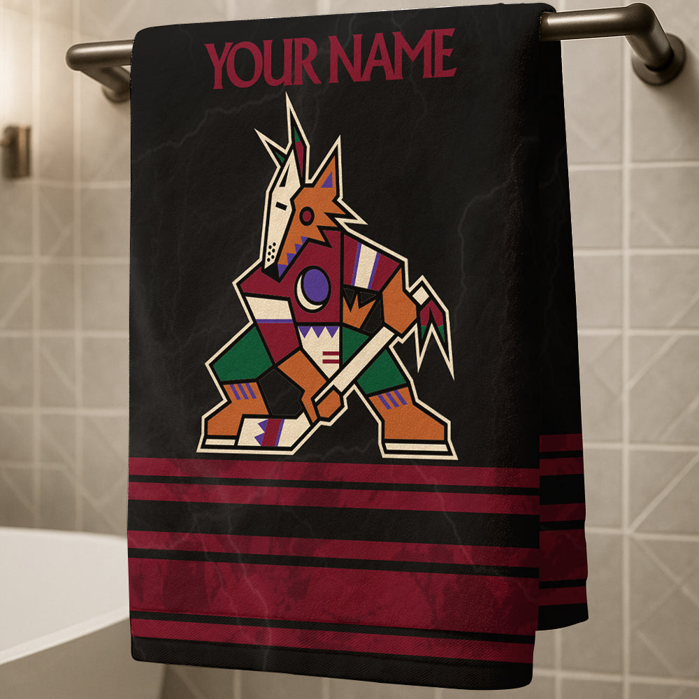 LIMITED EDITION - NEW CUSTOMIZED NHL30 AZC ARIZONA COYOTES BEACH & BATH TOWEL