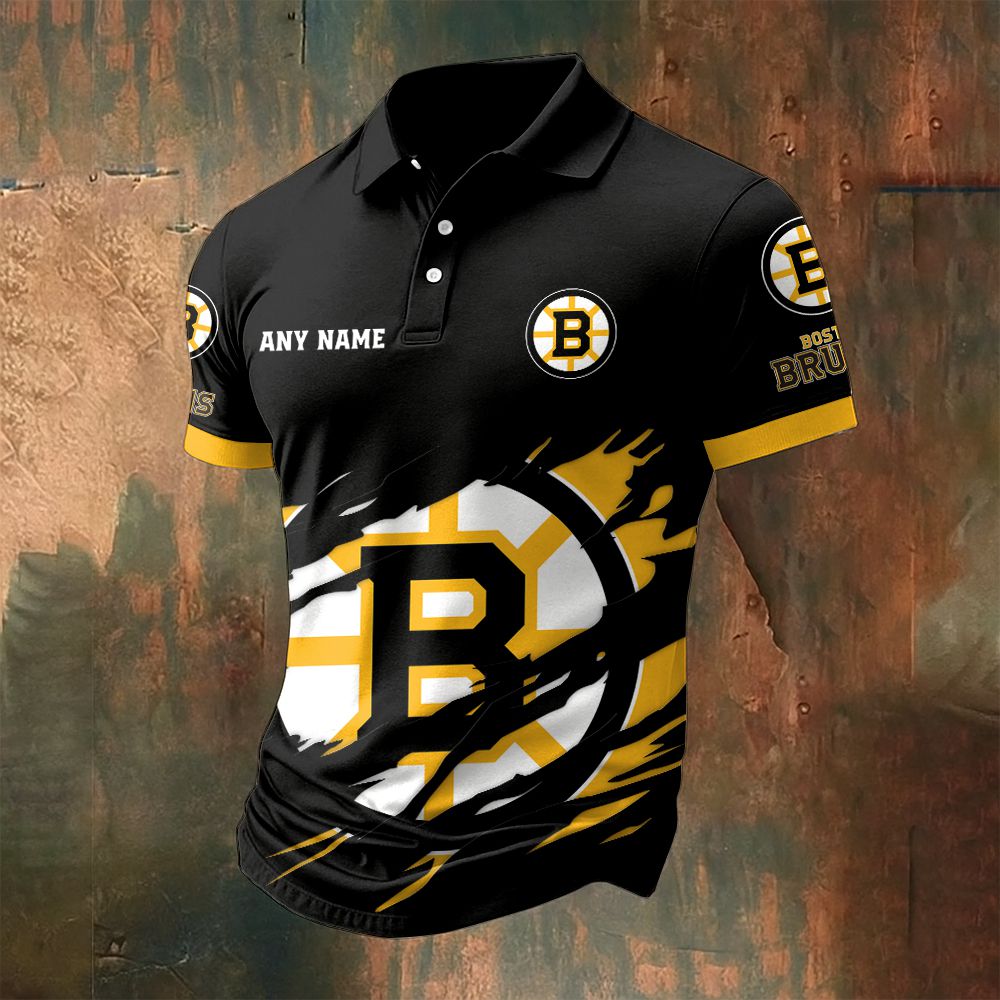 LIMITED EDITION - NEW CUSTOMIZED NHL02 BTB BOSTON BRUINS POLO SHIRT