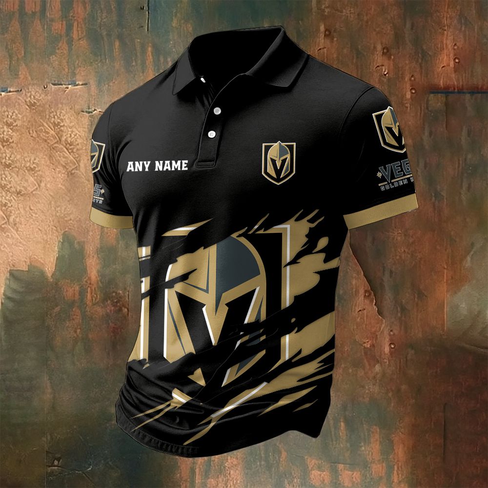 LIMITED EDITION - NEW CUSTOMIZED NHL04 VGK VEGAS GOLDEN KNIGHTS POLO SHIRT
